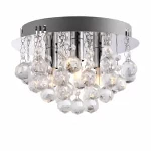 Nielsen Cecita 3 Light Crystal Flush Ceiling Light, 25Cm In Chrome Finish