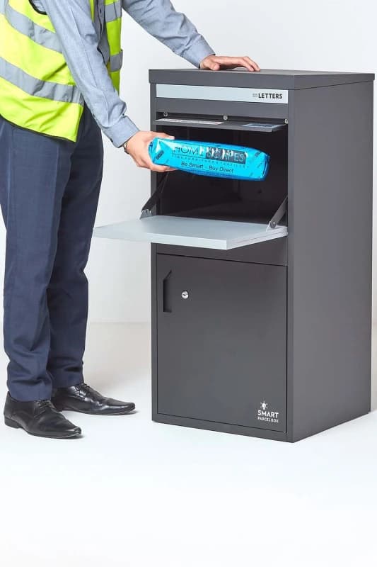 Homescapes Smart Parcel Box Extra Large Front & Rear Access Dark Grey