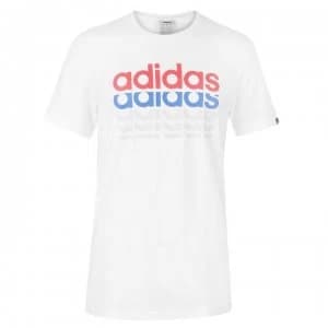 adidas Repeat Linear T Shirt Mens - Wht/Red/Blue
