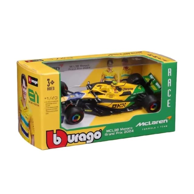Bburago F1 Mclaren MCL38 2024 Norris Senna Livery 1:43 Scale Collectible Model