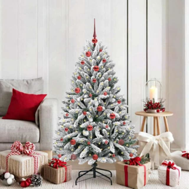 Vidaxl Artificial Christmas Tree Green And White 150 Cm Pvc And Metal