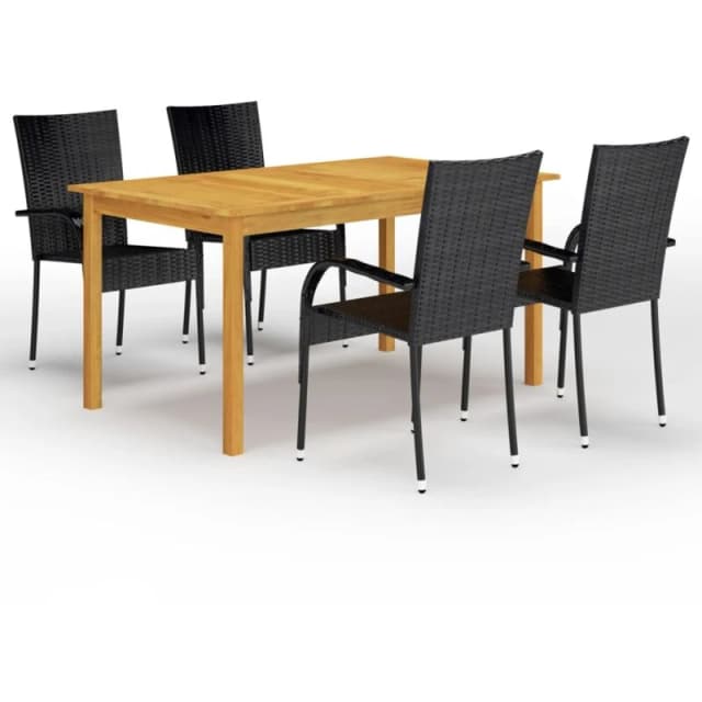 VIDAXL 5 Piece Garden Dining Set Black vidaXL 8720286338308