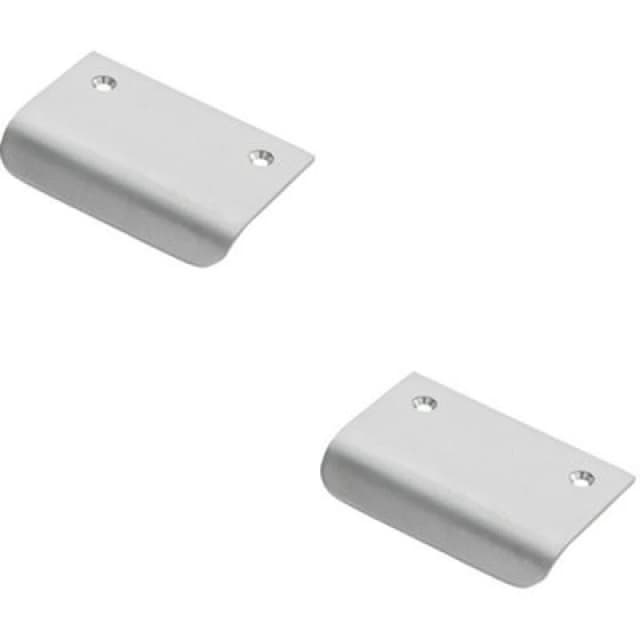Loops 2x Semi Concealed Cabinet Finger Pull Handle 52mm Fixing Centres Satin Chrome Multi unisex