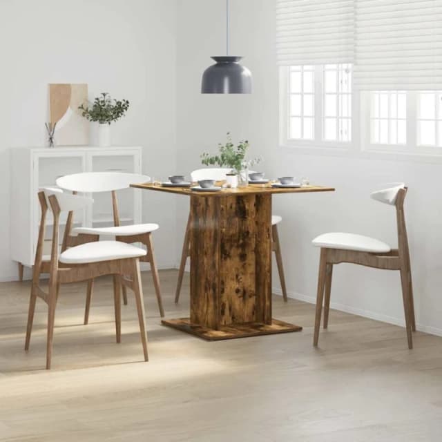 Vidaxl Dining Table Smoked Oak 80X80X75cm Engineered Wood, Brown 825822