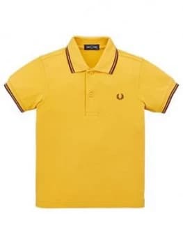 Fred Perry Boys Twin Tipped Short Sleeve Polo Shirt - Gold, Size 7-8 Years