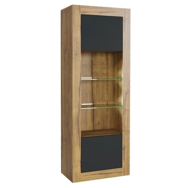 Mex Furniture LTD Display Cabinet with LED Lighting & Matte Doors / 170cm in Brown Brown Unisex