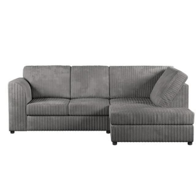Furnishings For Less UK Luxor Grey Jumbo Cord 4 Seater Corner Sofa Right Hand Facing - Full Back