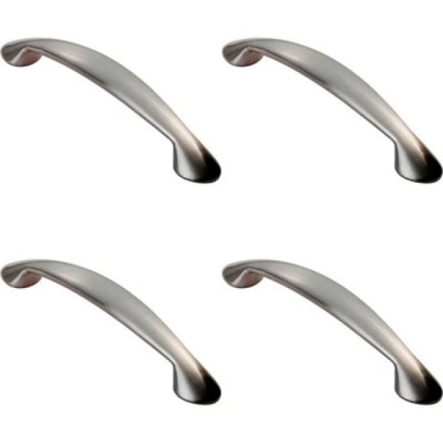 Loops 4x Flared Cabinet Pull Handle 165.5 x 23mm 128mm Fixing Centres Satin Nickel Metallics unisex