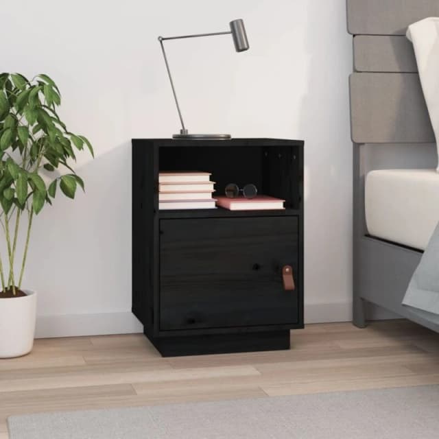 VIDAXL Bedside Cabinet Black 40x34x55cm Solid Wood Pine Vidaxl 8720287204084