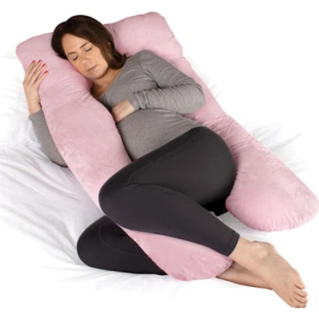 Dreamcatcher Pink Pregnancy Pillow, U Shaped Shredded Memory Foam Maternity Cushion Machine Washable & Removable Velvet Cover