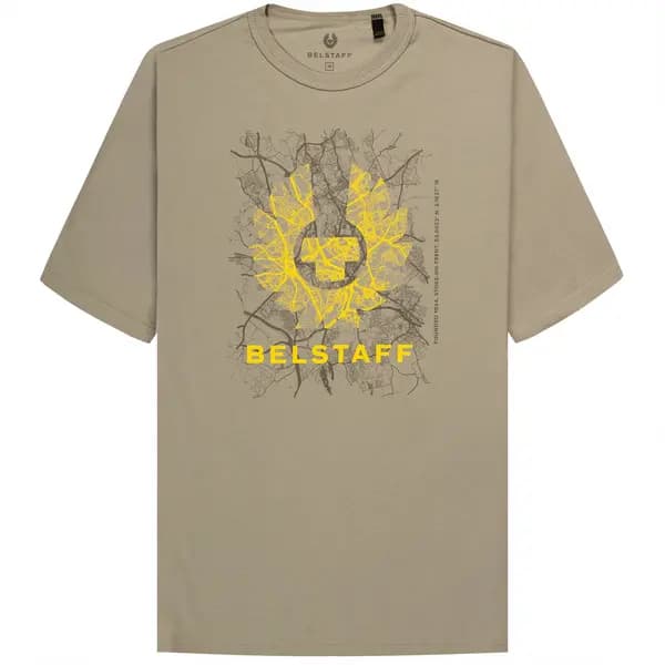 Belstaff Map Printed T-Shirt Cloud Grey