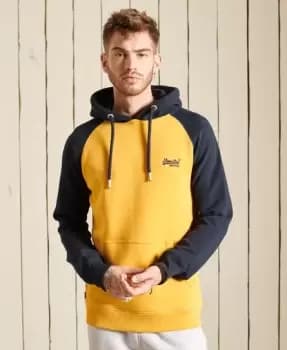 Superdry Mens Vintage Logo Embroidery Baseball Hoodie Yellow / Turmeric Marl/Eclipse Navy - Size: L
