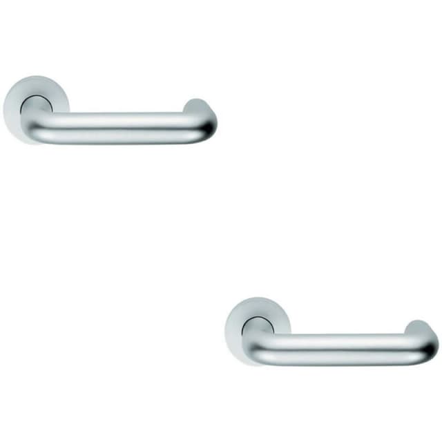 Loops 2x PAIR 22mm Round Bar Safety Lever on Round Rose DDA Compliant Satin Aluminium Multi
