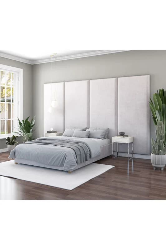 Aspire Large Upholstered Headboard Wall Panel, UK Made Light Grey