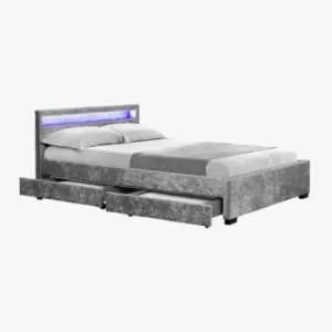 Comet Velvet Silver LED Double Bed