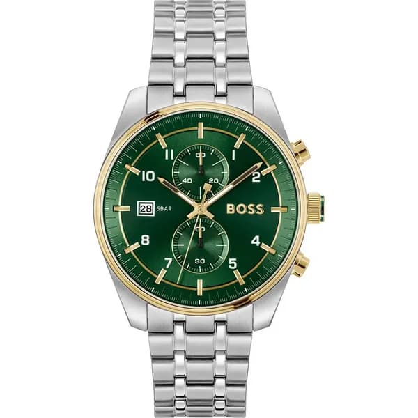 BOSS 1514195 Mens SkyTraveller (44mm) Green Chronograph Watch