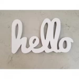 Hello White Decorative Wooden Wall Accessory