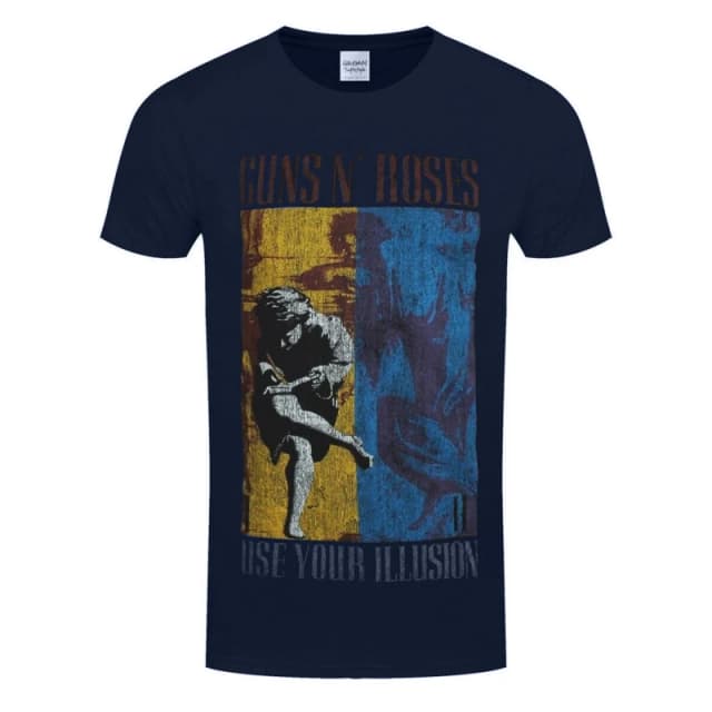 Guns N' Roses Guns N Roses Men Use Your Illusion T-Shirt in Navy Size: large Navy L Male 5063300356142