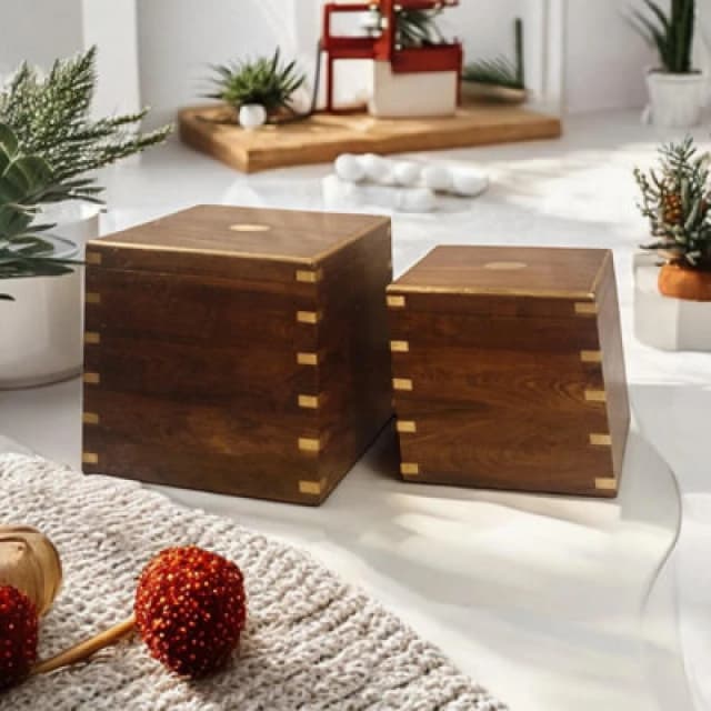 MSL 45CM SET 2 WOODEN CHESTS