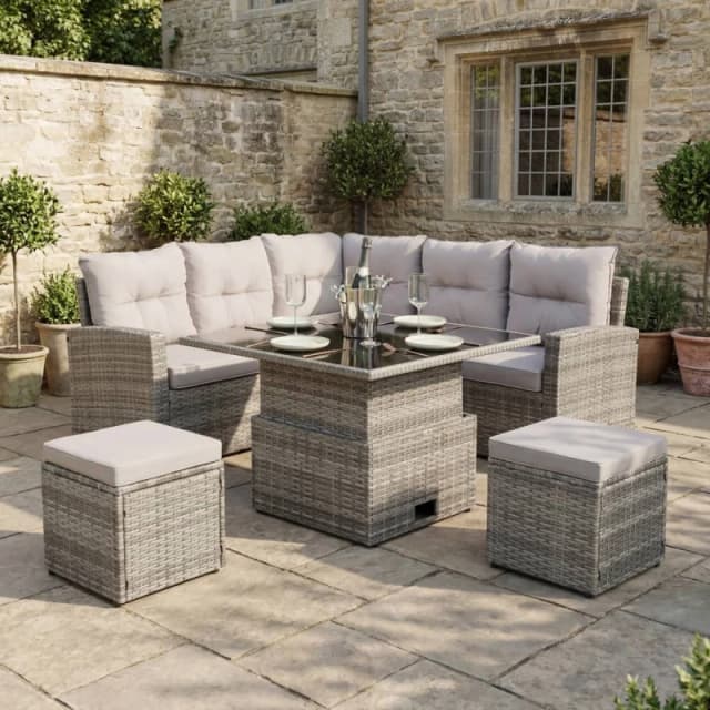 Home Garden Direct St. Tropez - Garden Corner Sofa in Rattan in Grey Grey Unisex