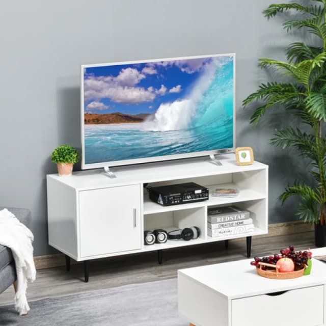 HOMCOM HOMCOM TV Stand Cabinet with Shelves and Cable Hole for Living Room, White White One Size Unisex 5063603033146