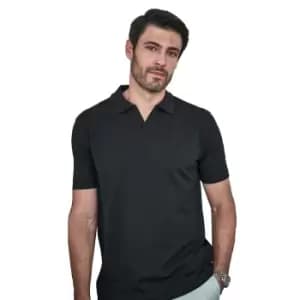 Tee Jays Mens Luxury Stretch V Neck Polo Shirt (3XL) (Black)