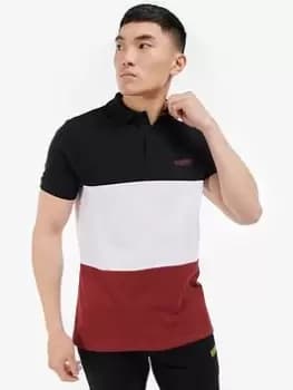 Barbour International Beam Colour Block Polo Shirt, Black Size XL Men