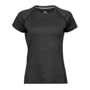 Tee Jays Womens/Ladies Cool Dry Short Sleeve T-Shirt (2XL) (Black Melange)