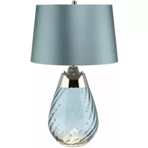 Loops - Table Lamp Duck Egg Blue Shade & Blue tinted Glass LED E27 60W d01886