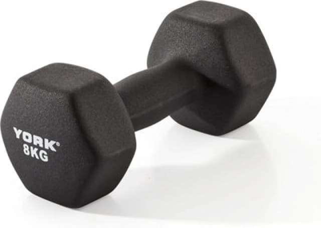 York Fitness Single Neoprene Hex Coating Dumbbell, Black, 7 Kg