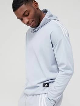 adidas Future Icons 3-Stripe Travel Hoodie - Grey, Size L, Men