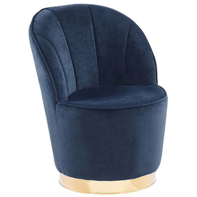 Beliani Velvet Armchair Dark Blue Alby