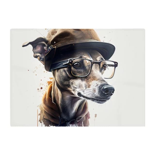 Warren Reed Designer Whippet Dog With Glasses Splashart Chopping Board