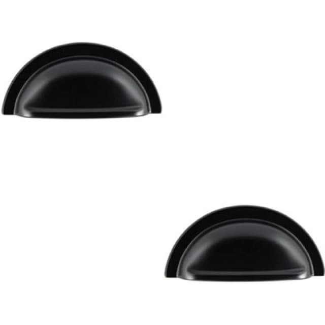 Loops 2x Cabinet Cup Pull Handle 91 x 45mm 76mm Fixing Centres Matt Black unisex