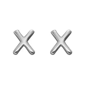 Sterling Silver Alphabet Letter X Stud Earrings