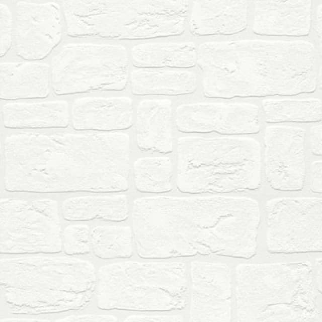 As Creation Blown Vinyl Stone Brick White Wallpaper 2040-42
