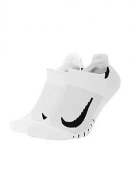 Nike Pack 2 No Show Running Sock, White, Size S, Men