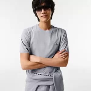 Mens Lacoste Regular Fit Printed Bands T-Shirt Size 4 - M Grey Chine