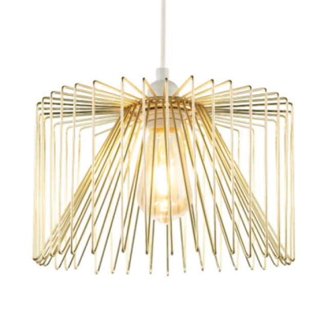 Happy Homewares Modern Circular Wire Polished Gold Metal Pendant Ceiling Light Shade