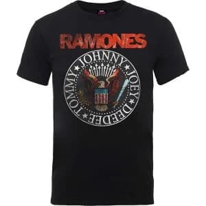 Ramones - Vintage Eagle Seal Unisex Large T-Shirt - Black