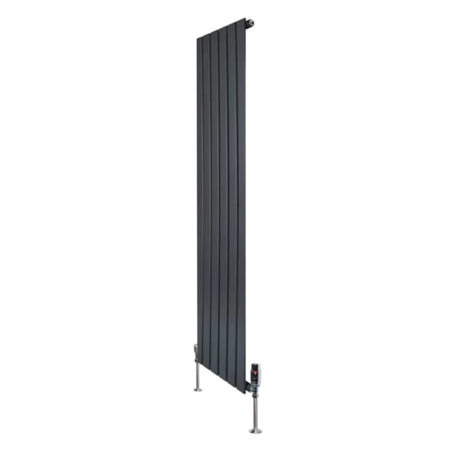 Monstershop Flat Single Column Radiator & Valves - 1600mm x 420mm - Anthracite in Grey Grey Unisex