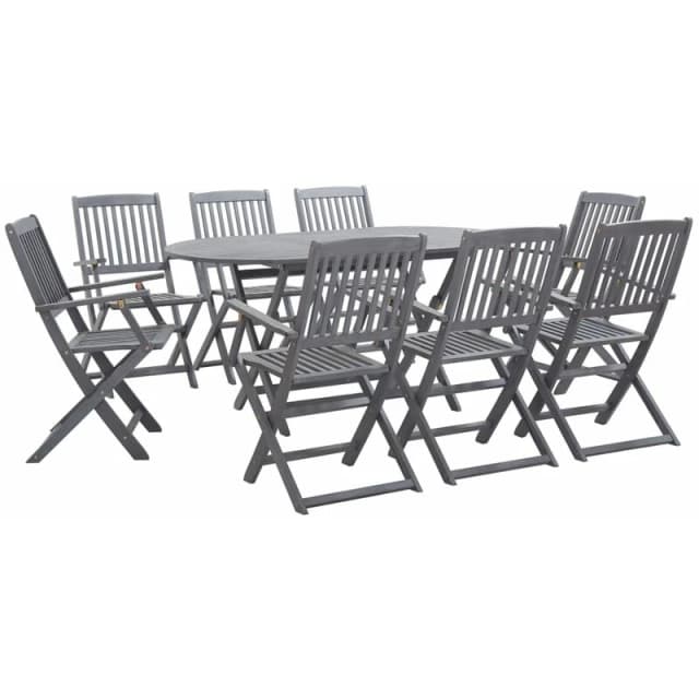 VIDAXL 9 Piece Garden Dining Set Solid Acacia Wood Grey vidaXL 278924