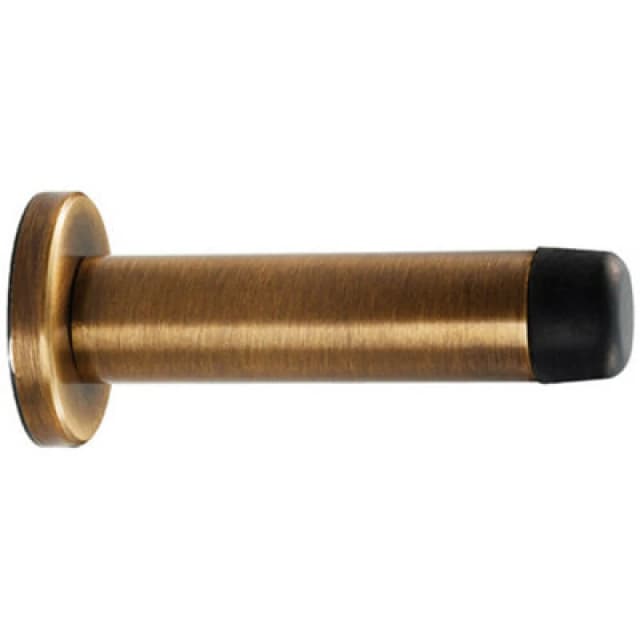 Loops Rubber Tipped Doorstop Cylinder with Rose Wall Mounted 70mm Antique Brass Metallics