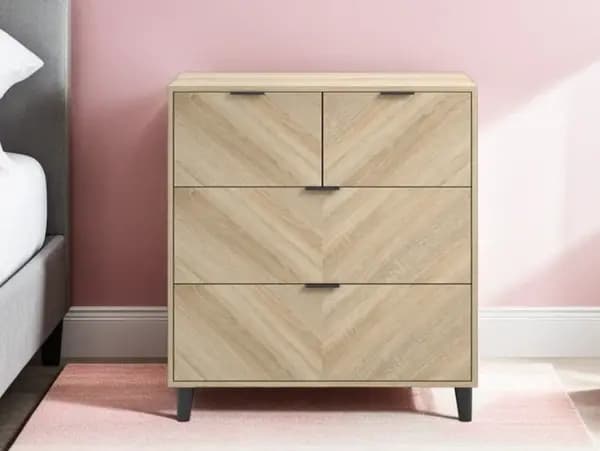 LPD Stockholm Chevron Light Oak 4 Door Chest of Drawers