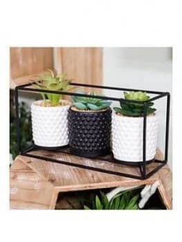 Moroccan Black Metal Triple Wall Plant Holder