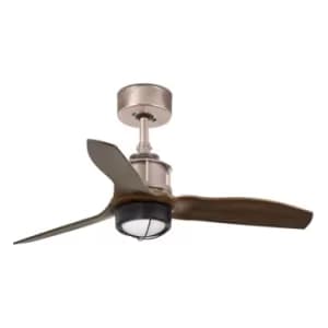 Just LED Copper, Wood Ceiling Fan 81cm, 3000K