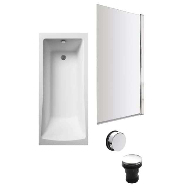 Balterley Square Single Ended Bath Square Screen and Chrome Waste 1700 x 700mm Silver