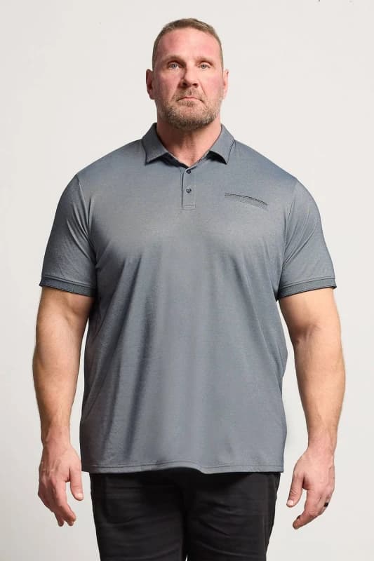 BadRhino Mens Textured Polo Shirt in Dark Grey Size: XL Dark Grey Male XL