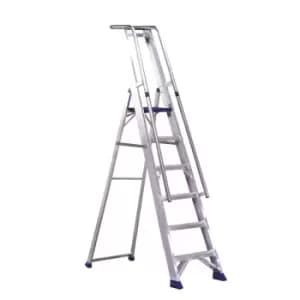 Aluminium Stepladder With Platform, Guardrail And Handrail - 6 Steps