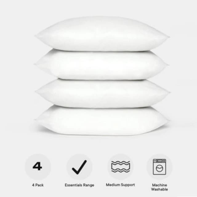 OHS OHS 4 pack Luxury Soft Pillows Hollow Fibre in White Size: King White King Unisex 5027434140510